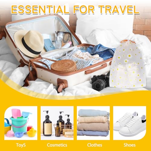 Shoe Bags for Travel, Waterproof Drawstring Shoe Bags for Packing - color: Daisy
