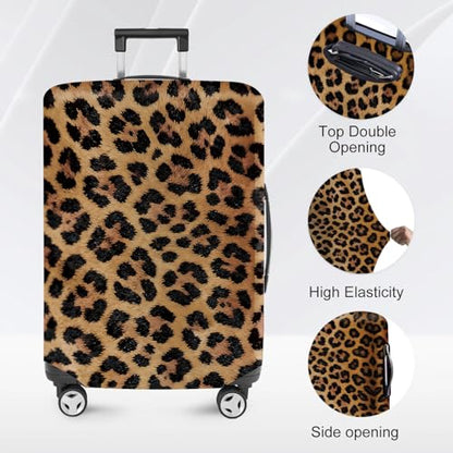 ANNA QUEEN Travel Luggage Cover Suitcase Protector Suitcase Cover Anti-Scratch,Stretchable Bag Cover Washable Durable Polyester - color: Leopard print, size: XL(fits 32-34Inch suitcase)