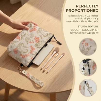 Fokongna Makeup Bag with Keychain Wristlet, Cherub Rose - color: Cherub Rose