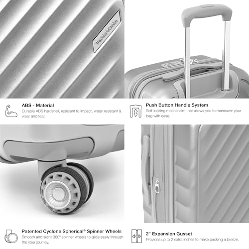 Traveler's Choice Elm 21" Carry-on Expandable Spinner Luggage Set - Matte Silver - color: Matte Silver, size: 21" Carry-On (1-Piece)