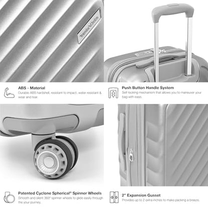 Traveler's Choice Elm 21" Carry-on Expandable Spinner Luggage Set - Matte Silver - color: Matte Silver, size: 21" Carry-On (1-Piece)
