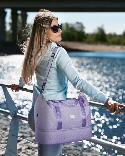 50L XL Weekender Bags for Women, Large Travel Duffle Bags, Purple - color: purple