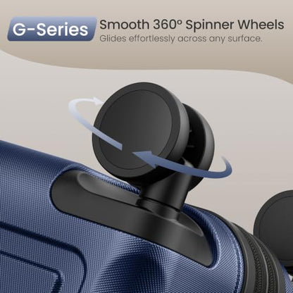SHOWKOO G-Series Luggage set 3pcs, 100% PC Durable Hardshell Suitcase - color: Deep Blue, size: 3-Piece Set (20/24/28in)