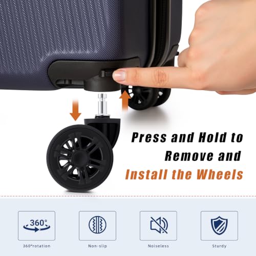 Eeeza Luggage Sets 3 Piece, Carry on Luggage 20in Suitcase Set,Deep Blue - color: PorscheBlue, size: 3 Piece (20")