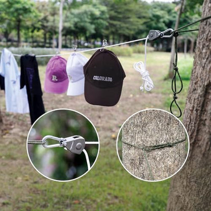 Vigorport Retractable Travel Clothesline, Portable Clothes Laundry Line - size: 38Ft Rope-1/4'' Pulley