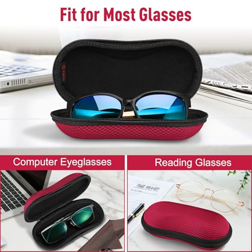 FINTIE Sunglasses Case, Hard EVA Shell Shockproof Sport Glasses Case - color: Red