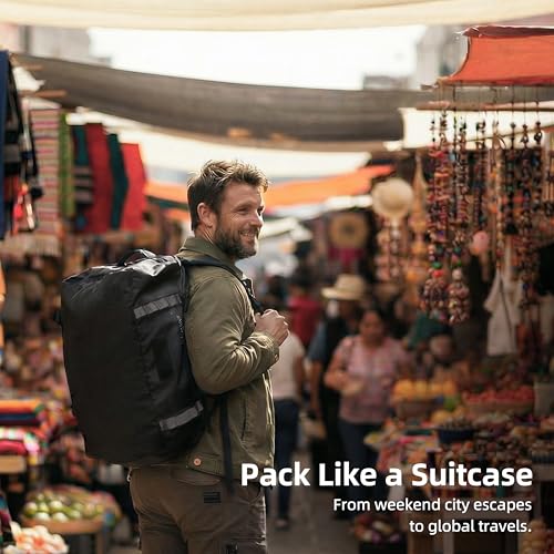 Utility Duffle Bag 40L, Convertible Backpack for Travel, Gym & Commute, Water Repellent - color: Blue Abyss