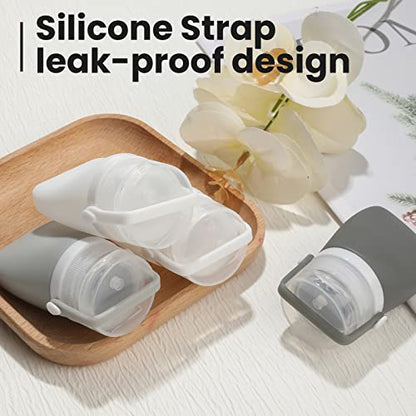 Silicone Travel Bottles,1oz Mini Ketchup Squeeze Salad Dressing Sauce Bottles Small Leak Proof TSA Approved Container for Shampoo Conditioner Toiletries(4 Pieces - color: whie
