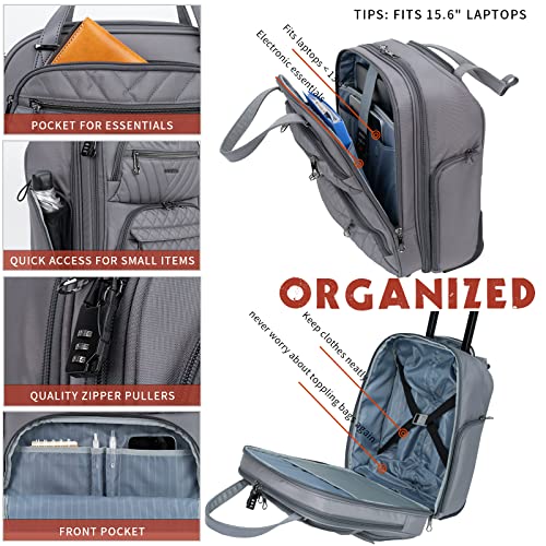 KROSER Carry On Underseat, 16-inch Underseater Suitcase for Men, Grey - color: Dark Grey