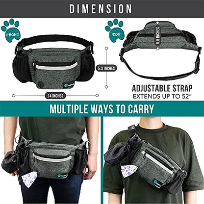 PetAmi Dog Fanny Pack, Treat Pouch for Dog Walking Training, Dark Gray - color: Charcoal