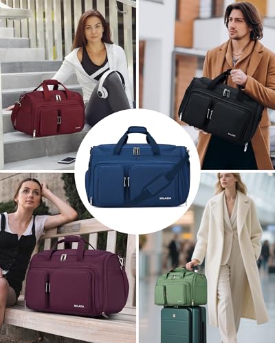 MILADA Carry On Luggage Bags for Travel Foldable Personal Item Travel Bag - color: Blue, size: Carry On 21.5 inch
