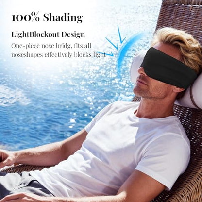 Cotton Sleep Eye Mask for Men and Women, 100% Blocking Light Sleeping Mask - color: Black