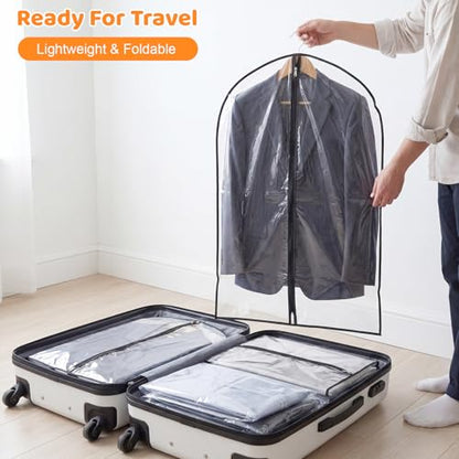12 Pack Clear Garment Bags, 24 x 40 In Clothes Covers For Suits & Coats - color: Full Clear with Black Edge, size: 40in *12