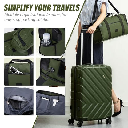 Eeeza ABS+PC Luggage Sets 5 Piece,Suitcases with Wheels(20"/24"/28"),Yellow - color: Mango Yellow, size: 5piece