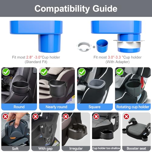 Car Seat Tray for Kids Toddlers Travel with 3-Inch Cup Holder & Dip Well - color: Blue