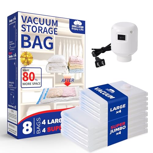 Vacuum Storage Bags with Electric Pump 8 Pack Jumbo Size - size: 4 Large,4 Super Jumbo