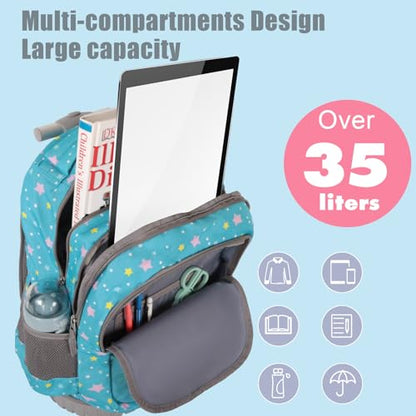Tilami Rolling Backpack for Boys and Girls,Galaxy Blue - color: Leopard