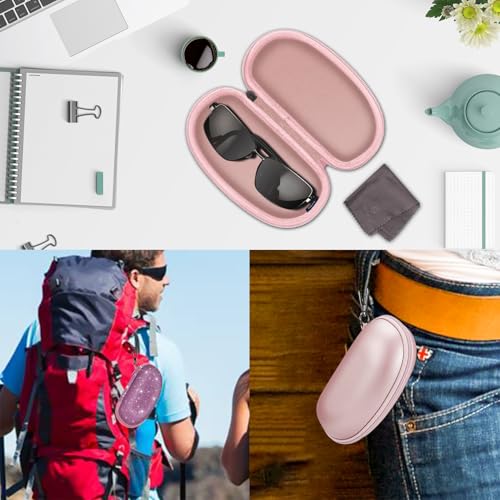 Fintie 카라비너가 있는 선글라스 케이스, 하드 쉘 충격 방지 스포츠 안경 케이스 여행용 지퍼 안경 홀더 - color: 글리터링 퍼플