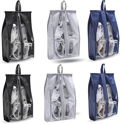 6 Pack Waterproof Travel Shoe Bags, Random Color Pouches