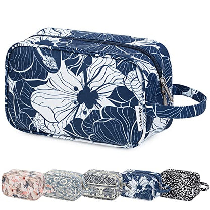 Narwey Travel Toiletry Bag for Women, Dopp Kit Men, Bathroom, Medicine Bag - color: Blue Lotus