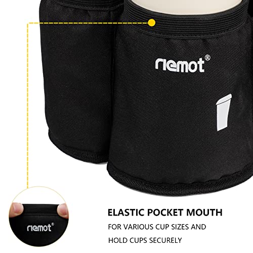riemot Luggage Travel Cup Holder Free Hand Suitcase Drink Carrier Black 2 - color: 3. Hook & Loop: Black