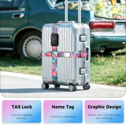 Veki Cross Luggage Straps, TSA Approved with Lock, Colorful Leaf, 1pc - color: Cross Colorful Leaf