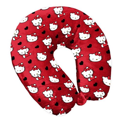 Northwest Sanrio Hello Kitty Cute Hearts Travel Neck Pillow, U-Shaped Plush Cushion for Airplane, Traveling, Car, 12x13 inches - color: Cute Hearts