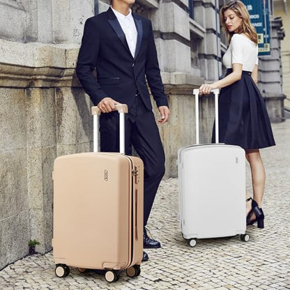 Hanke Hard Shell Luggage Sets 3 Pieces, 20/24/28 Inch Travel Suitcase - color: Cuba Sand, size: 20+24+28 Inch