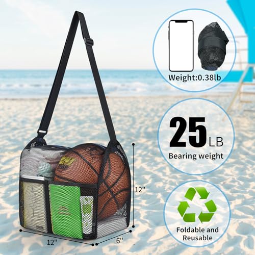 Mildbeer 12x6x12 Mesh Crossbody Bag for Gym & Beach - color: Black