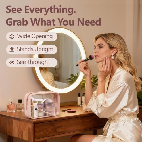PACKISM TSA Approved Toiletry Bag - Clear Makeup Bag for Travel, Nude Pink - color: Beauty Nude Pink, size: Medium Set