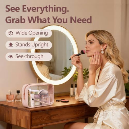 PACKISM TSA Approved Toiletry Bag - Clear Makeup Bag for Travel, Nude Pink - color: Beauty Nude Pink, size: Medium Set