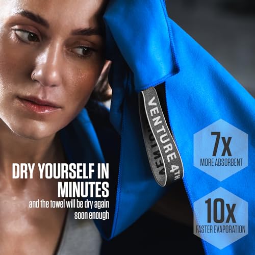 VENTURE 4TH Quick Dry Microfiber Towel for Camping & Gym - Blue Extra Large - color: Blue, size: 72.00" x 31.50"