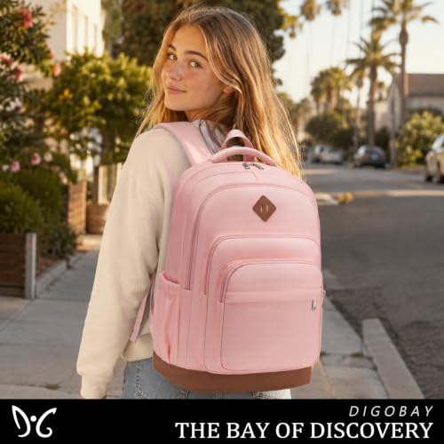 DIGOBAY Shool Backpack for Girls 3PCS Backpacks with Lunch Bag Pencil Case - color: Pink