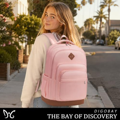 DIGOBAY Shool Backpack for Girls 3PCS Backpacks with Lunch Bag Pencil Case - color: Pink