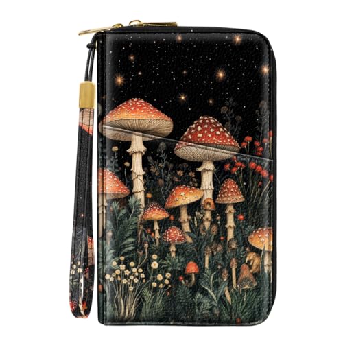 Family Passport Holder Wallet RFID Blocking Document Organizer - color: Mushroom