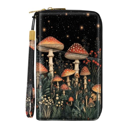 Family Passport Holder Wallet RFID Blocking Document Organizer - color: Mushroom