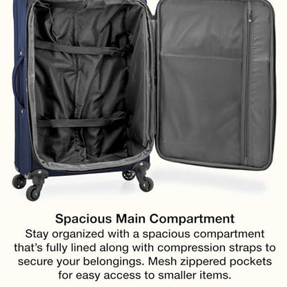 U.S. Traveler Anzio Softside Expandable Luggage with Spinner Wheels, Navy, 22-Inch Carry-on - color: Navy, size: 22-Inch Carry-on