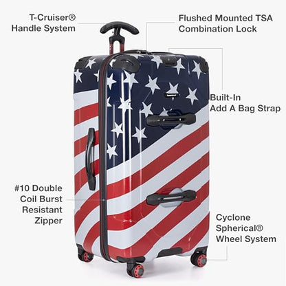 Traveler's Choice Maxporter II Polycarbonate Hardside Trunk with Spinner Wheels, American Flag, 31-Inch Large Trunk - color: American Flag, size: 31-inch Large Trunk
