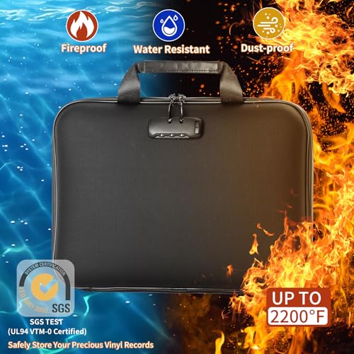 Fireproof Document File Organizer Bag, Black 5200°F Portable File Organizer Handbag With Lock,Hard Case Fireproof Waterproof Important Document Bag,Fire Safe Home Valuables Storage - style: Modern