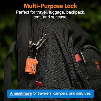 TSA Approved Cable Luggage Locks, Re-settable Combination with Alloy Body, Orange 4 Locks. - color: Orange 4 Pack