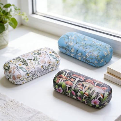 PERFECTSIGHT Sunglasses Case, Large Hard Shell Glasses Case, Cute PU Leather Protective Eyeglasses Case for Women Men - color: White Flower