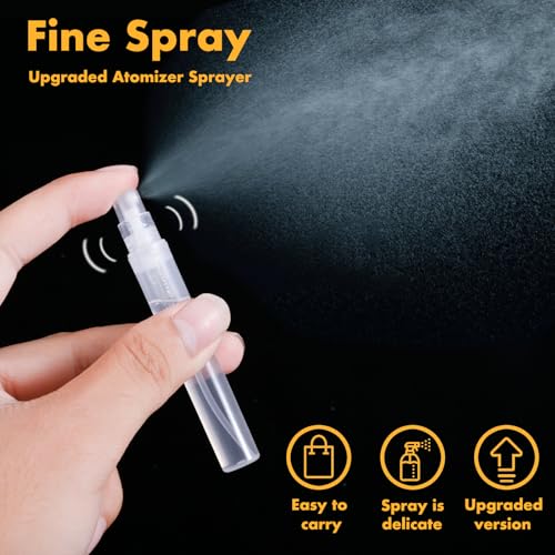 Chiallco Mini Perfume Sample Bottles, 10 Pack 5 ml Plastic Small Perfume Spray Bottle, Fine Mist, Portable Perfume Travel Refillable Bottle, Upgraded atomizer sprayer for perfume, Clear - style: 5ML