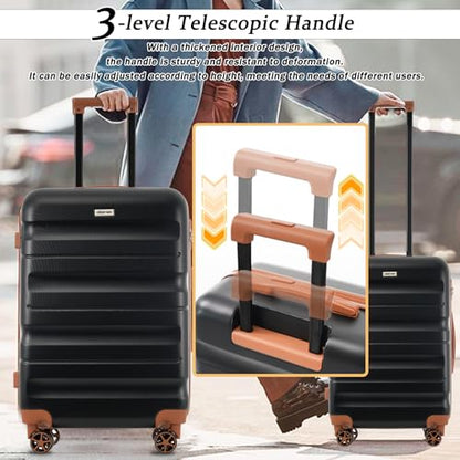 Merax Luggage Set 6 Piece, Hardshell Spinner Suitcases for Family Trips - color: Black Brown, style: 6-piece Set