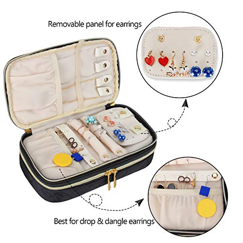 Teamoy Travel Jewelry Case Organizer Storage Box for Women, Quilted Black - color: Black Quilted