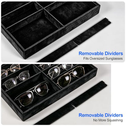 Velvet Sunglass Tray, Suitable For Dresser And Drawer, Black - color: Black