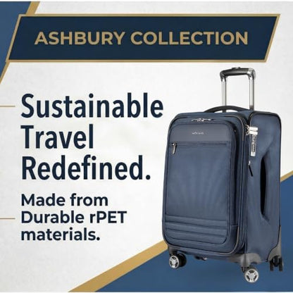 Ricardo Beverly Hills Softside Large 28-Inch Lightweight Expandable Checked Luggage, 360° Spinner Wheels, TSA Lock, Telescopic Pull Handle, Sustainable Design, Navy, Ashbury Series - color: Navy, size: Check-In Large 28-Inch