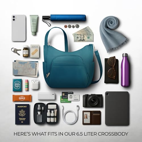 Travelon Anti-theft Classic Crossbody Bucket Bag - color: Teal