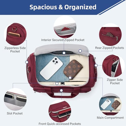 HanTrip 16 Inch Under Seat Carry On Duffle Bag for Airplanes, Burgundy - color: Burgundy, size: Carry-on 16.5-Inch