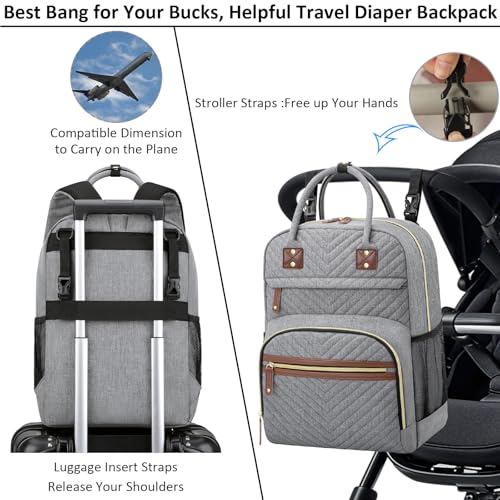 Tenot Diaper Bag Backpack for Women with Insulated Pockets Grey - color: Grey, style: Standard