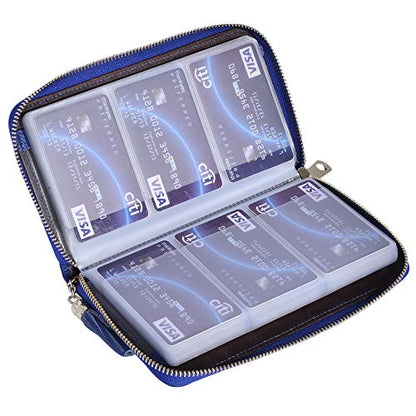 Easyoulife Credit Card Holder Wallet Womens Zipper Leather Case Purse RFID Blocking - color: Royal Blue